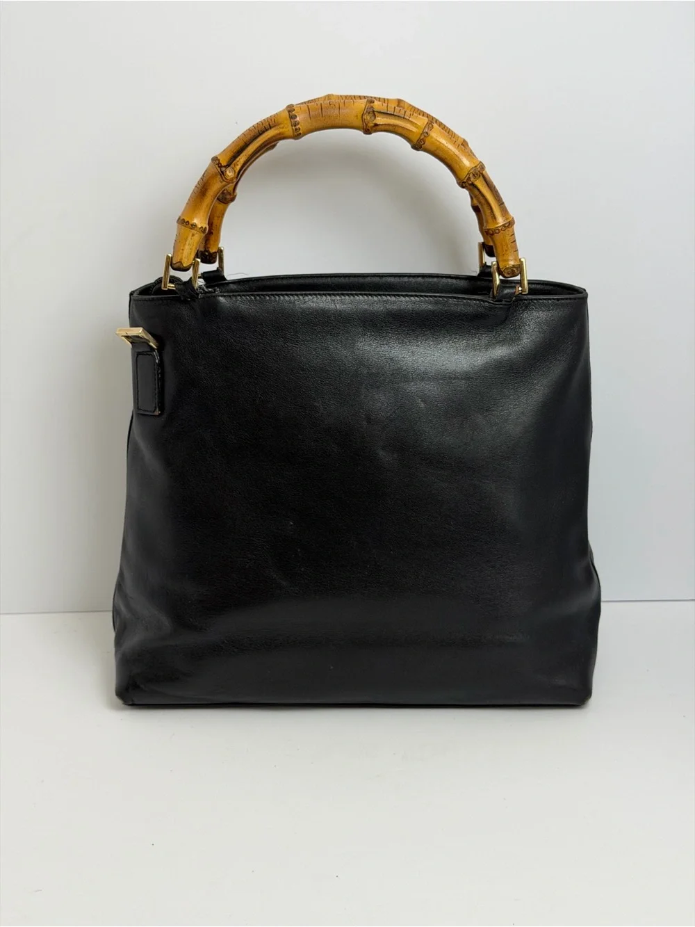 Vintage Gucci Diana Black Leather Tote with Bamboo Handles PROJECT